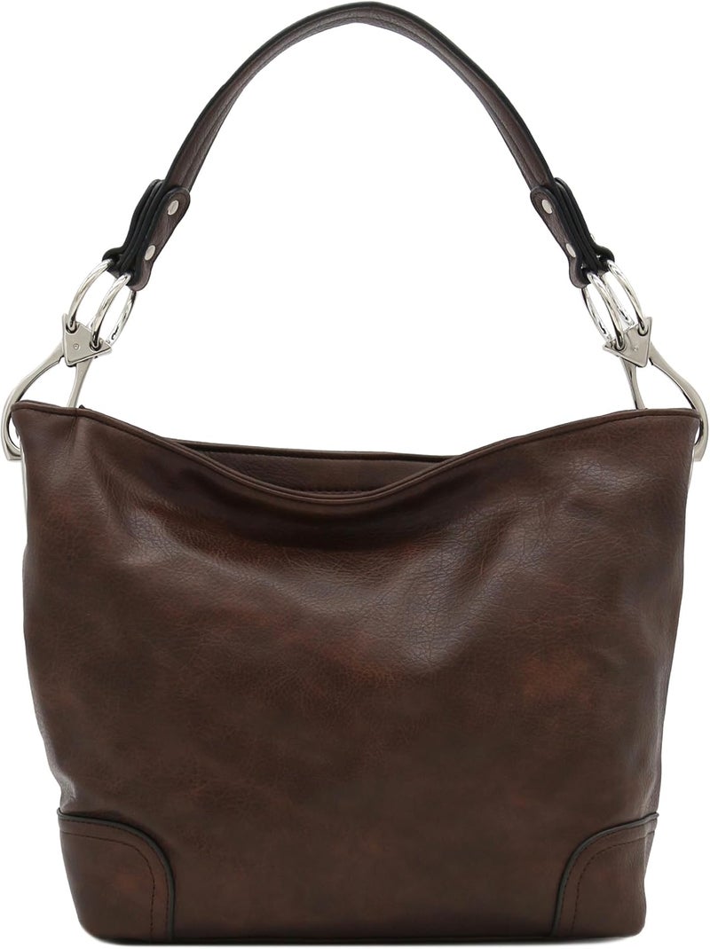 Alyssa Hobo Shoulder Bag with Big Snap Hook Hardware - Image 2